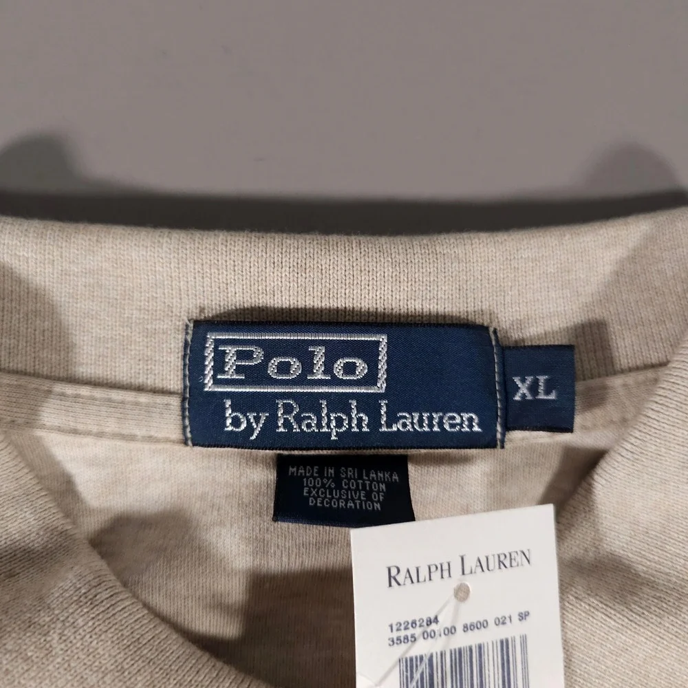 Polo Ralph Lauren Polo Shirt Mens XL Beige Riviera Heather Interlock Classic Fit